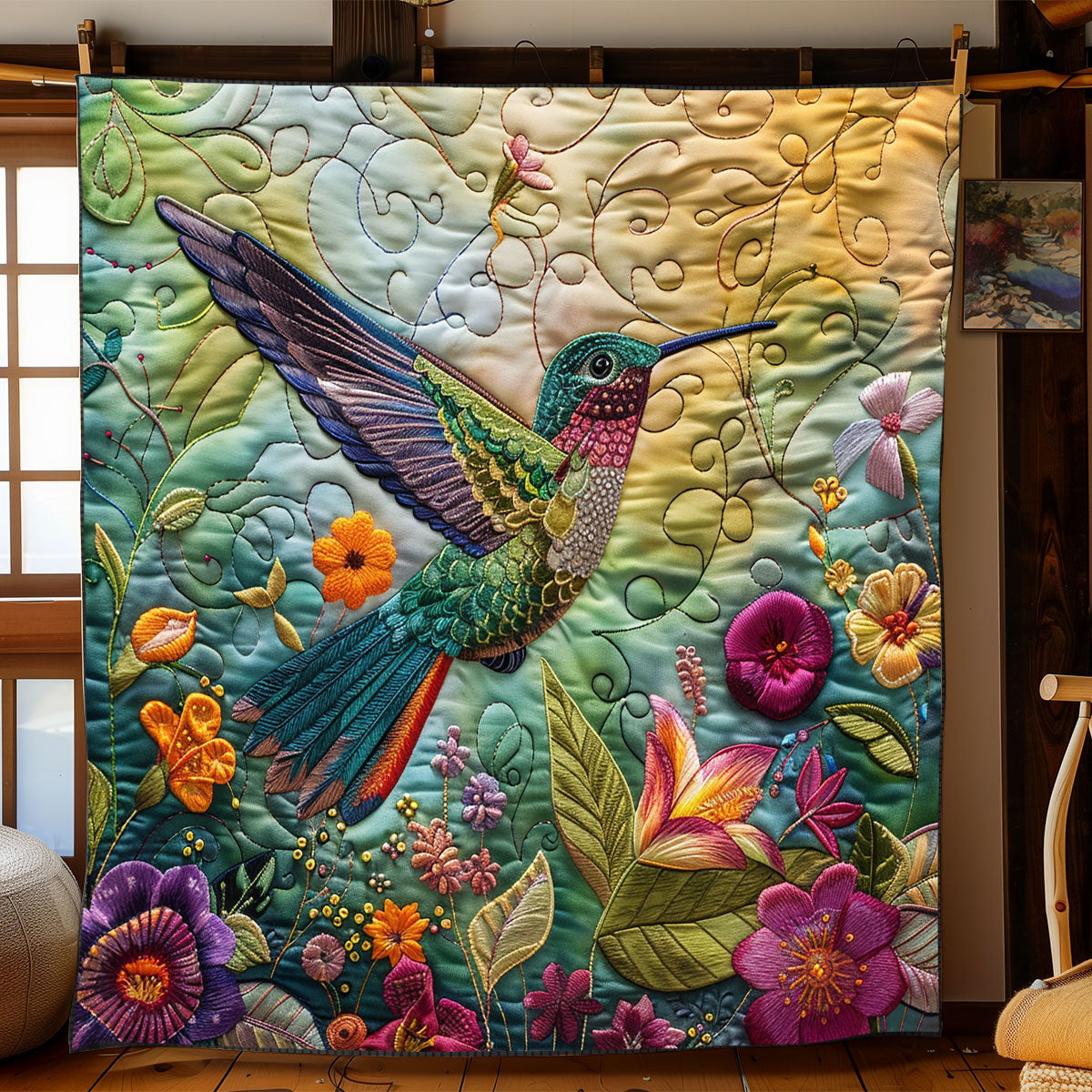 Iridescent Feathers XR1908059CL Quilt