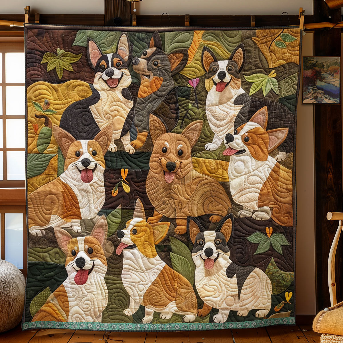 Jungle Corgis XR0509012CL Quilt