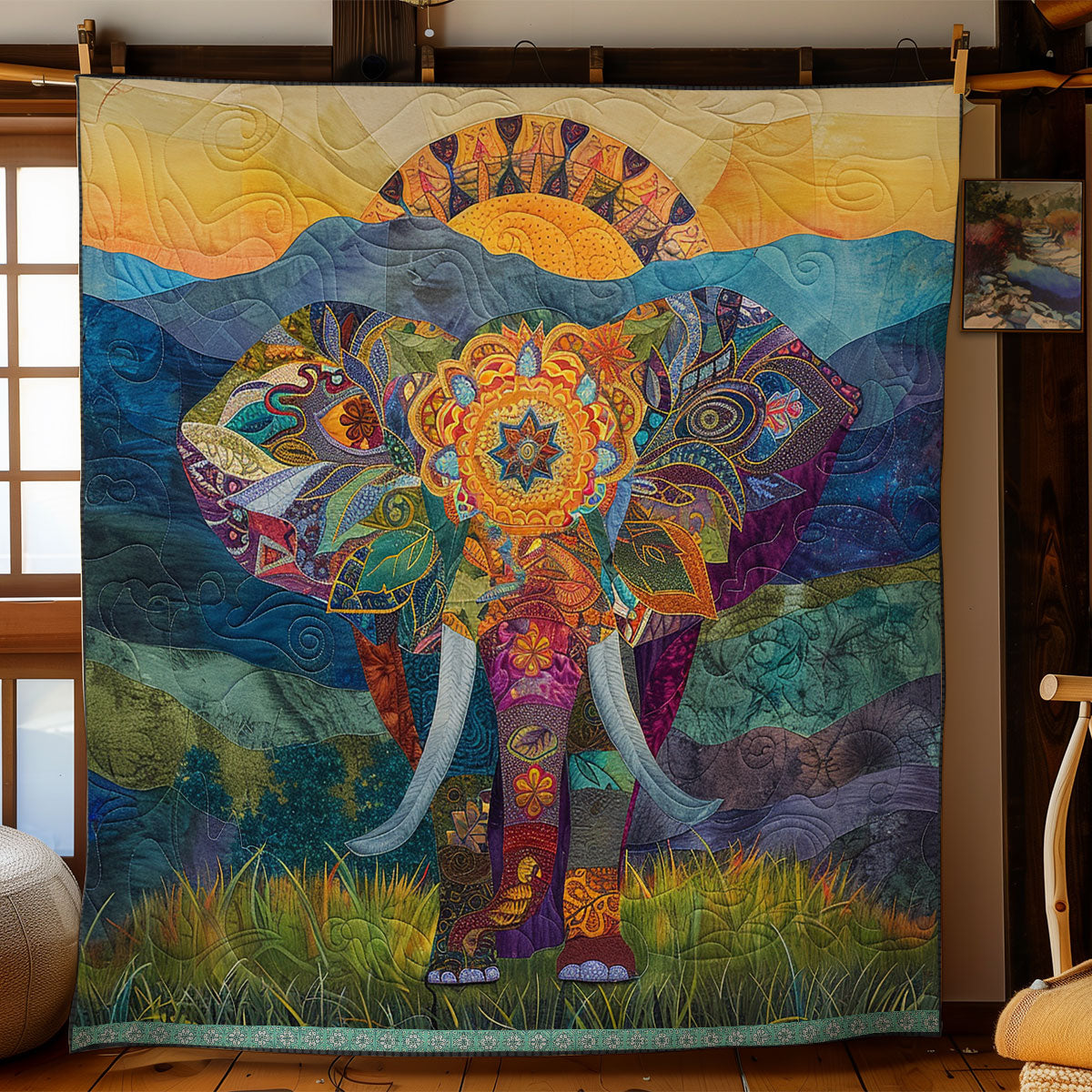 Mandala Elephants XR1009009CL Quilt
