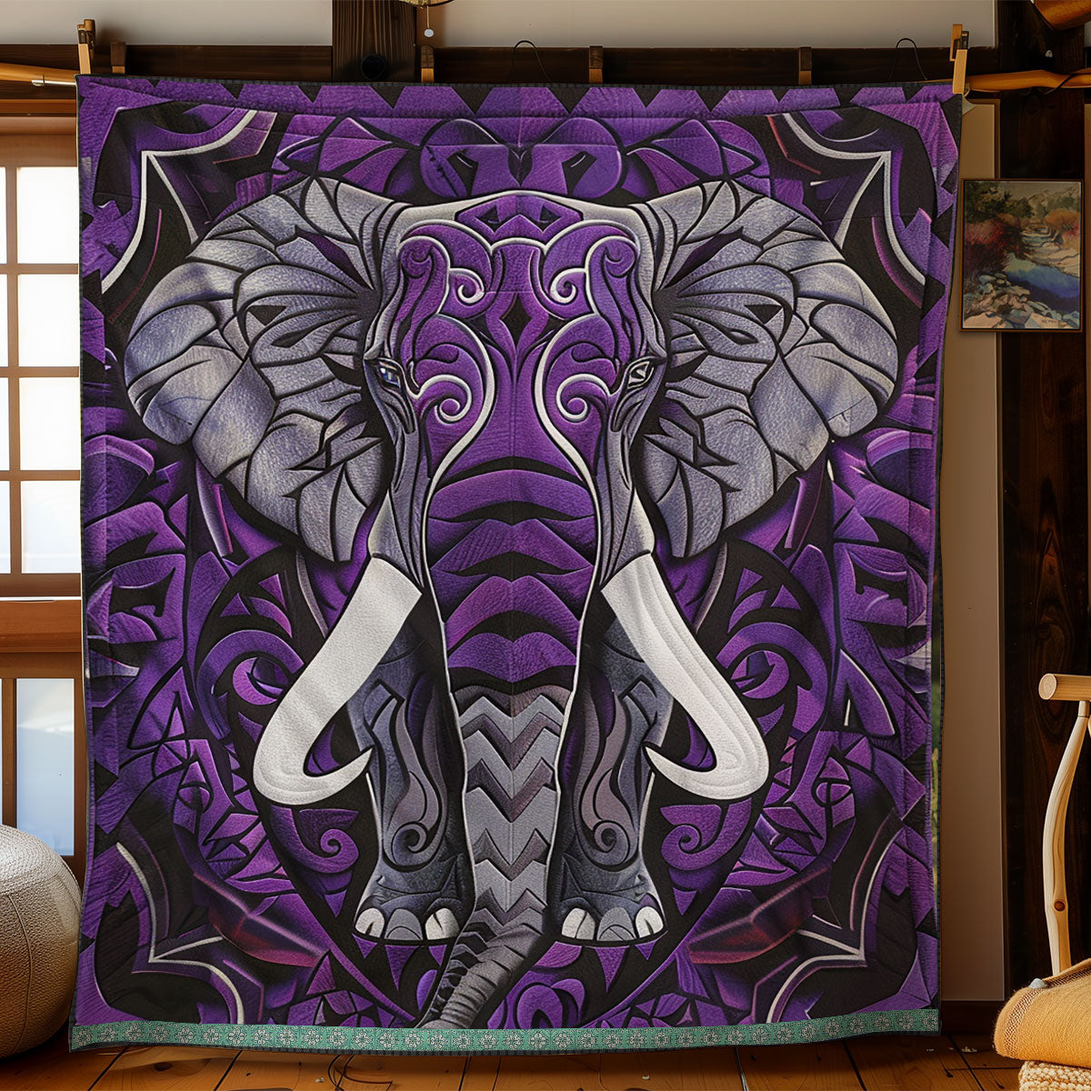 Mandala Purple Elephant XR0509008CL Quilt