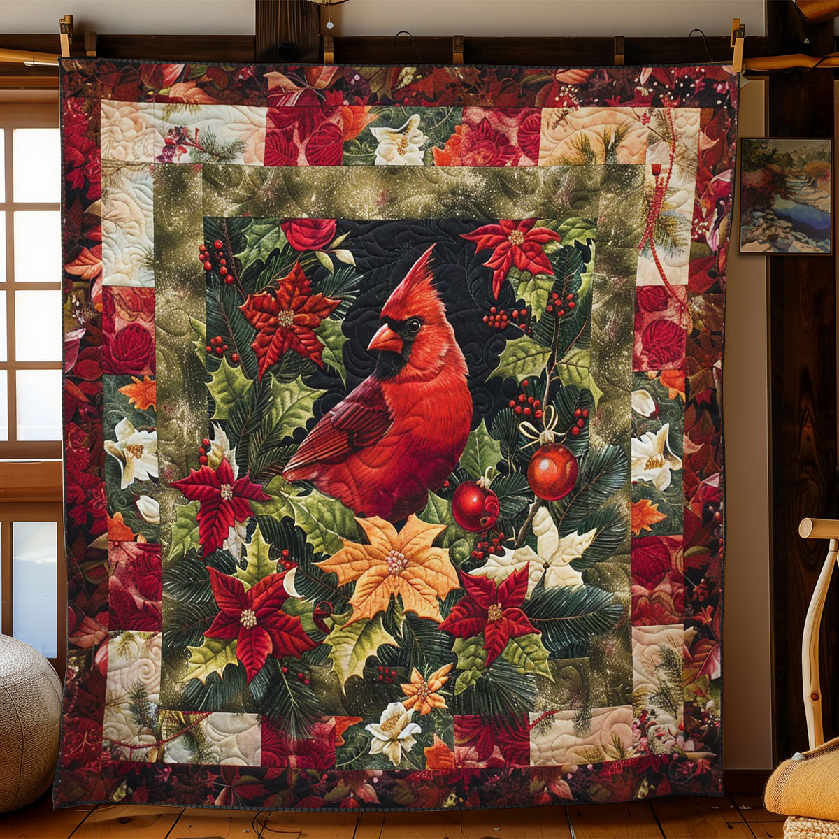 Nature's Cardinal Canvas WO2008007CL Quilt