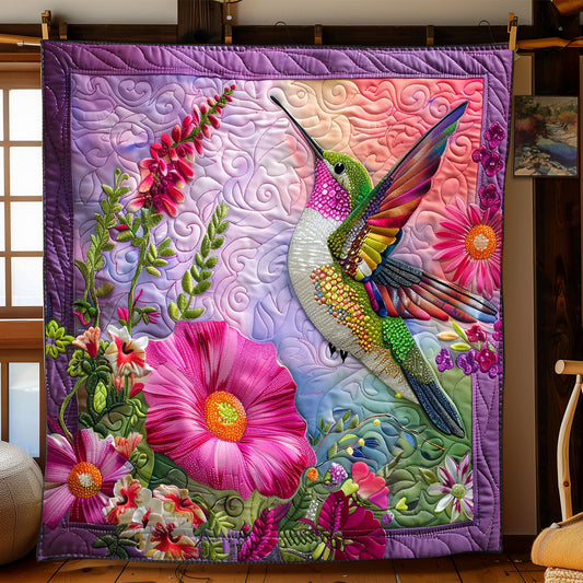 Pink Garden Hummingbird XR1008012CL Quilt