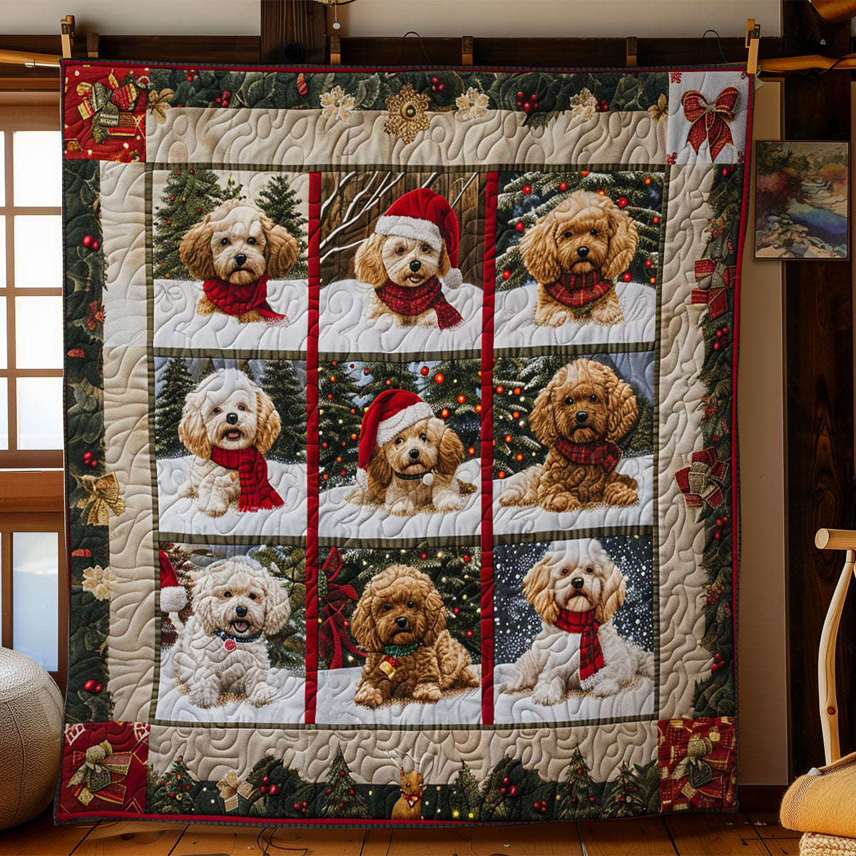 Poodle And Christmas WO2708023CL Quilt