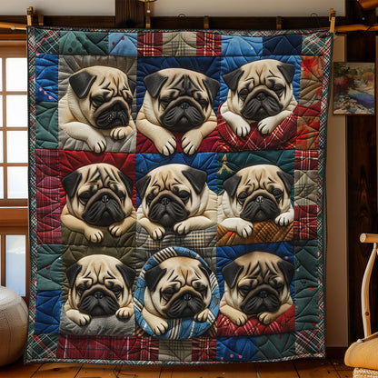 Pug Dogs Sleeping WO2908040CL Quilt