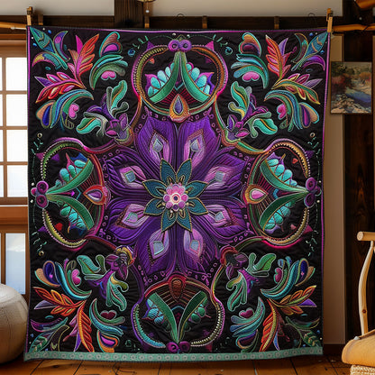 Purple And Teal Flower XR1309026CL Quilt