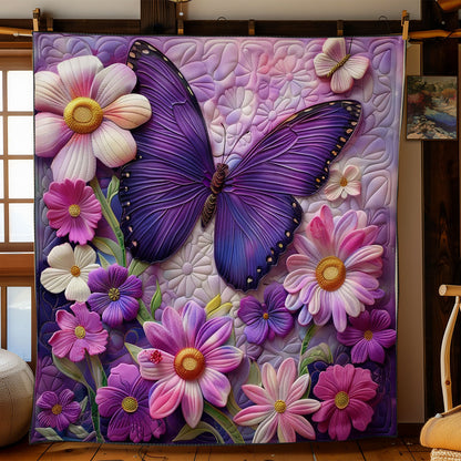 Purple Butterfly And Florals WO2308021CL Quilt