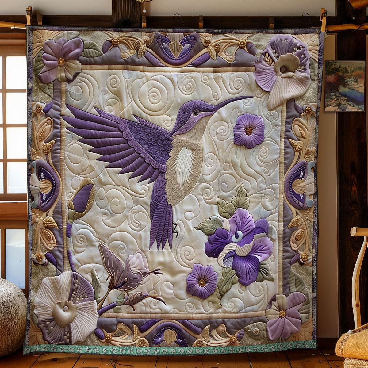 Purple Hummingbird Elegance XR0509002CL Quilt