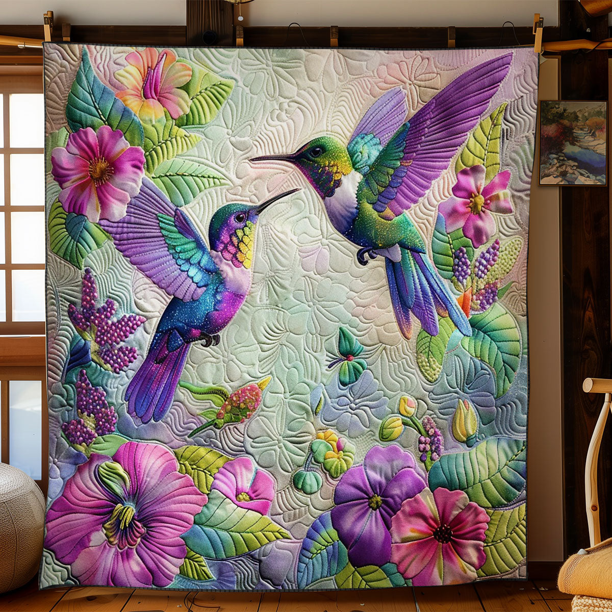 Purple Hummingbirds WO2908013CL Quilt