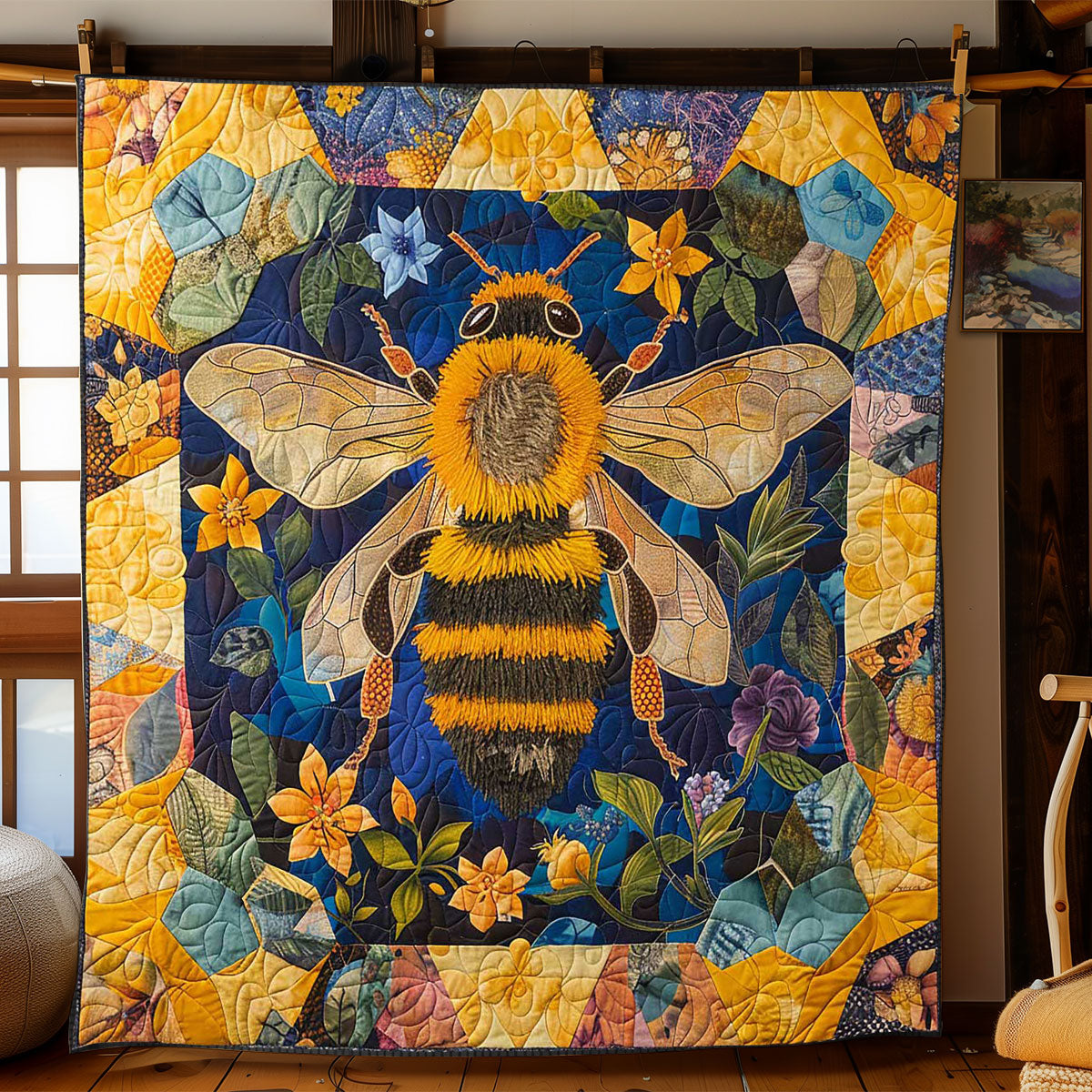 Queen Gold Bee WP1008016CL Quilt