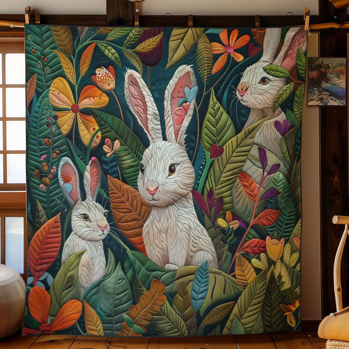 Rabbits In The Bushes WO3008038CL Quilt