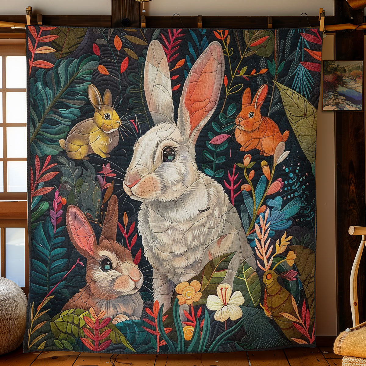 Rabbits In The Bushes WO3008041CL Quilt