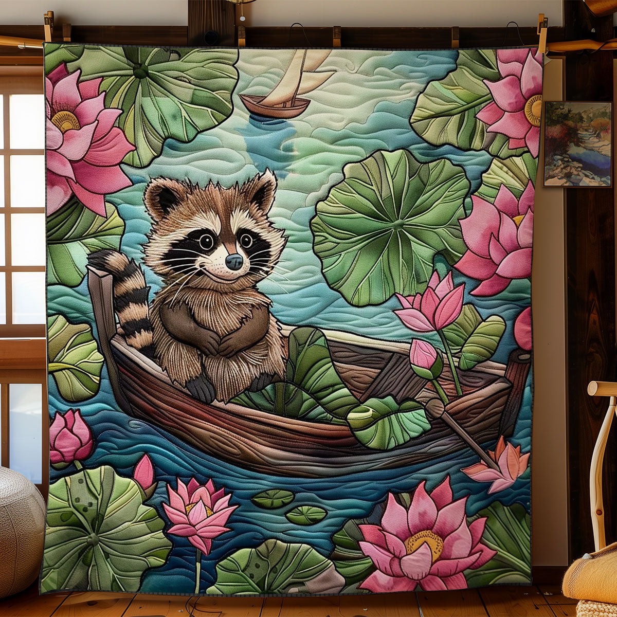 Raccoon Go Boating WO1908017CL Quilt