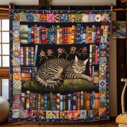 Sleeping Cat And Books XR2608005CL Quilt