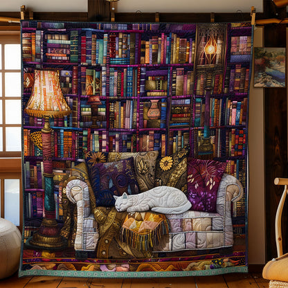 Sleeping Cat With Bookself XR3008006CL Quilt