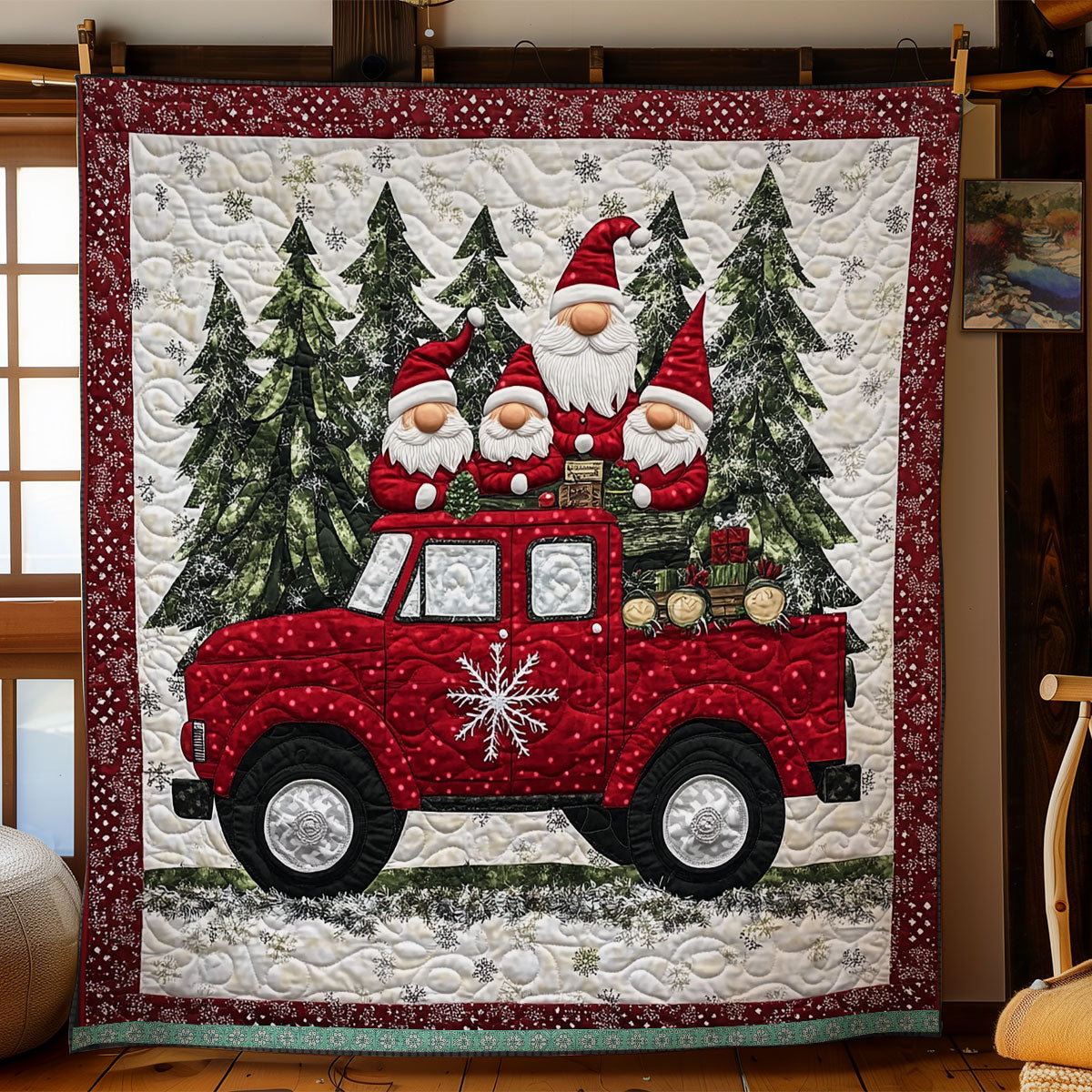Snow Red Truck XR1009012CL Quilt