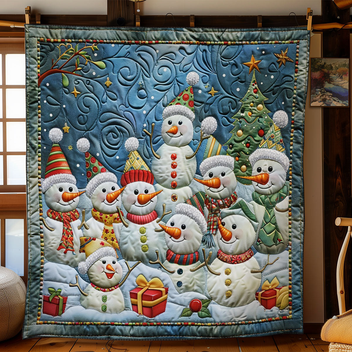 Snowman And Christmas WO2808024CL Quilt