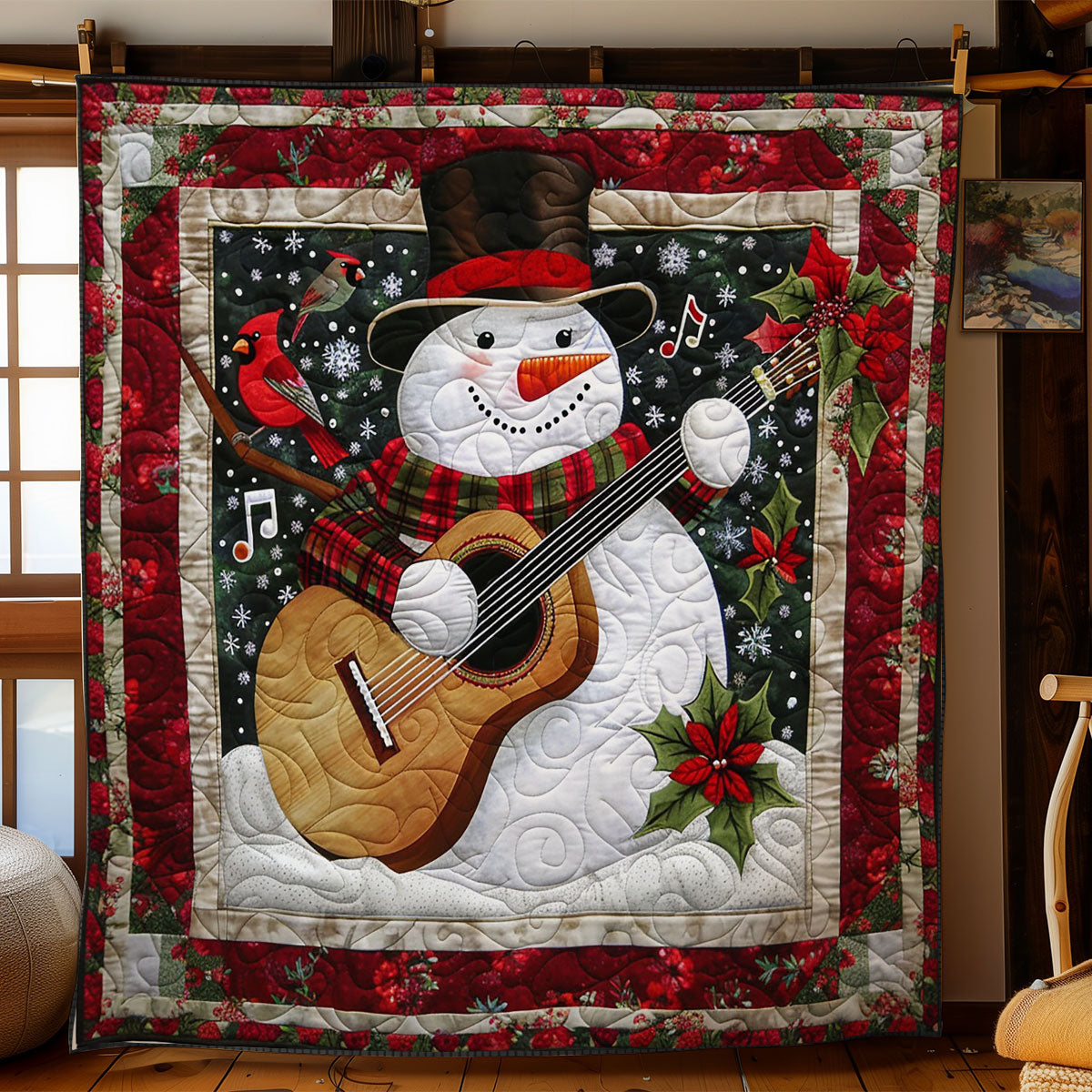 Snowman Playing Guitar WO2608017CL Quilt