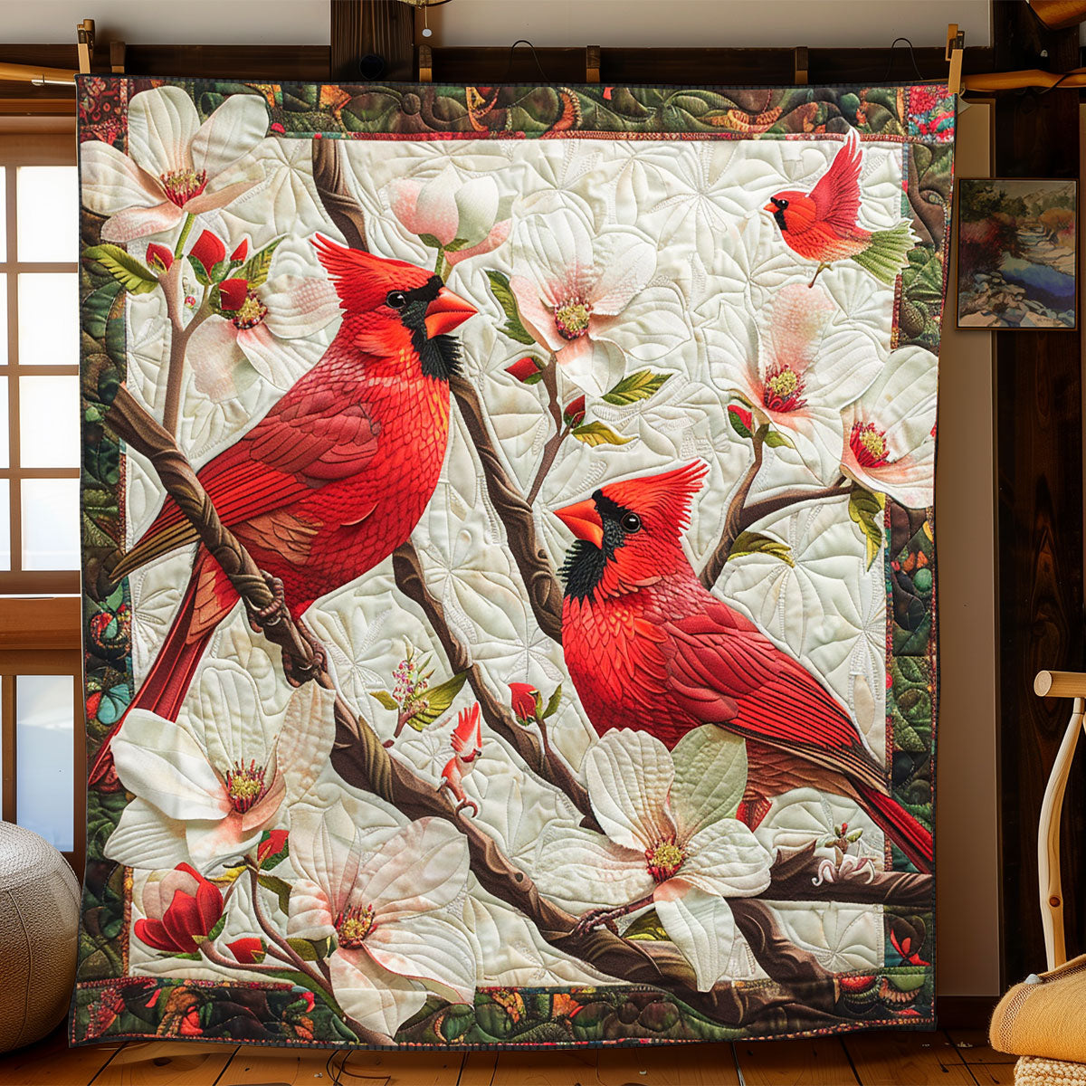 Spring Season Cardinals XR1008021CL Quilt