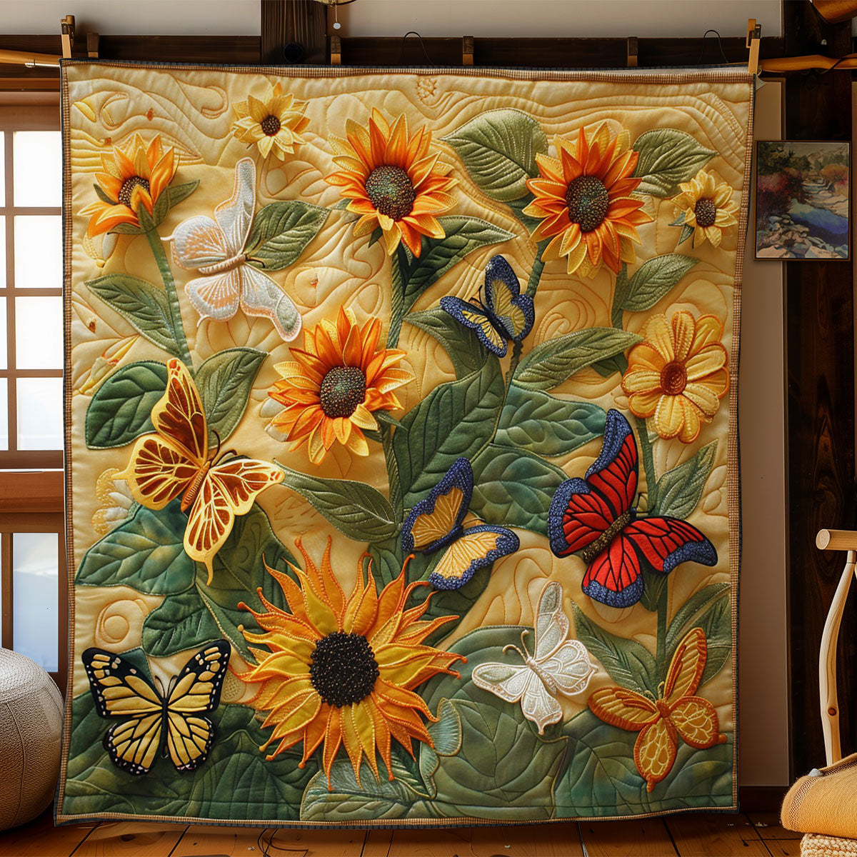 Sunflowers And Butterfly WO2208043CL Quilt