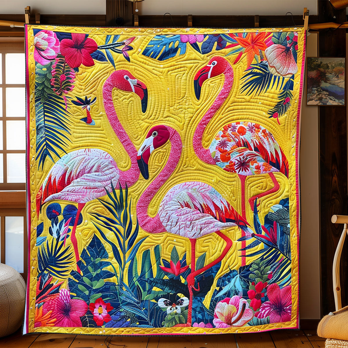 Tropical Flamingos XR1308049CL Quilt