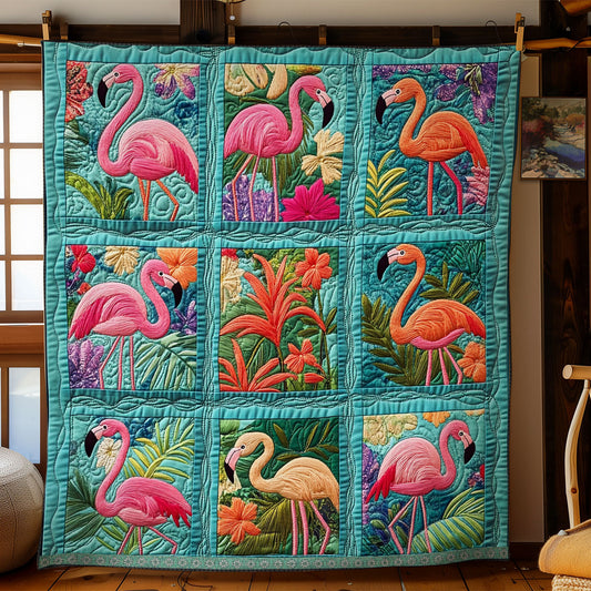 Tropical Pink Flamingos XR1409003CL Quilt