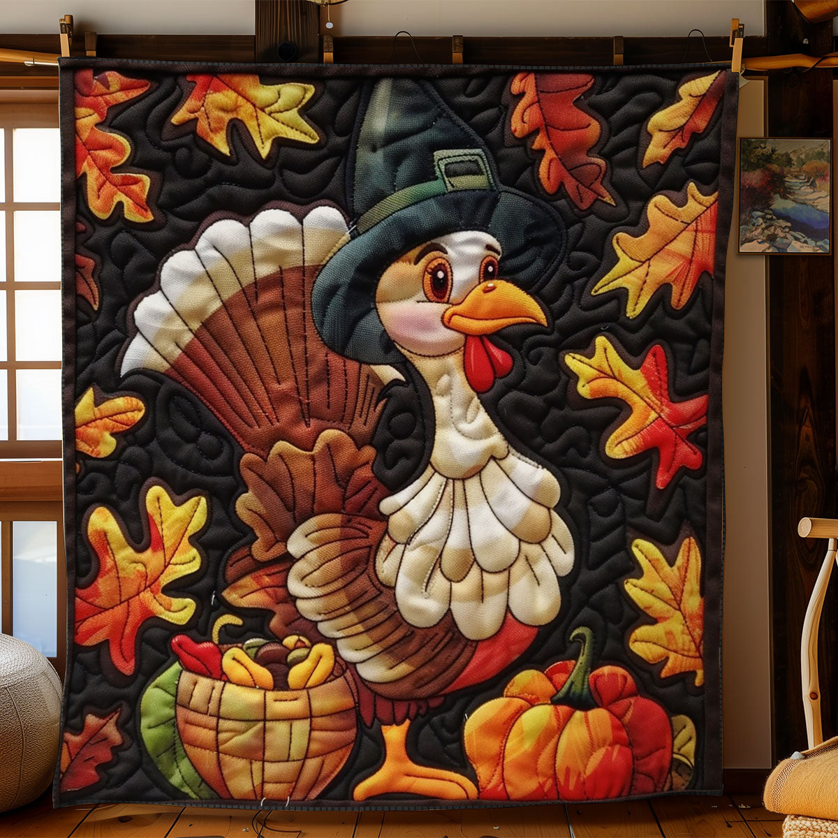 Turkey And Pumpkins WO2908025CL Quilt