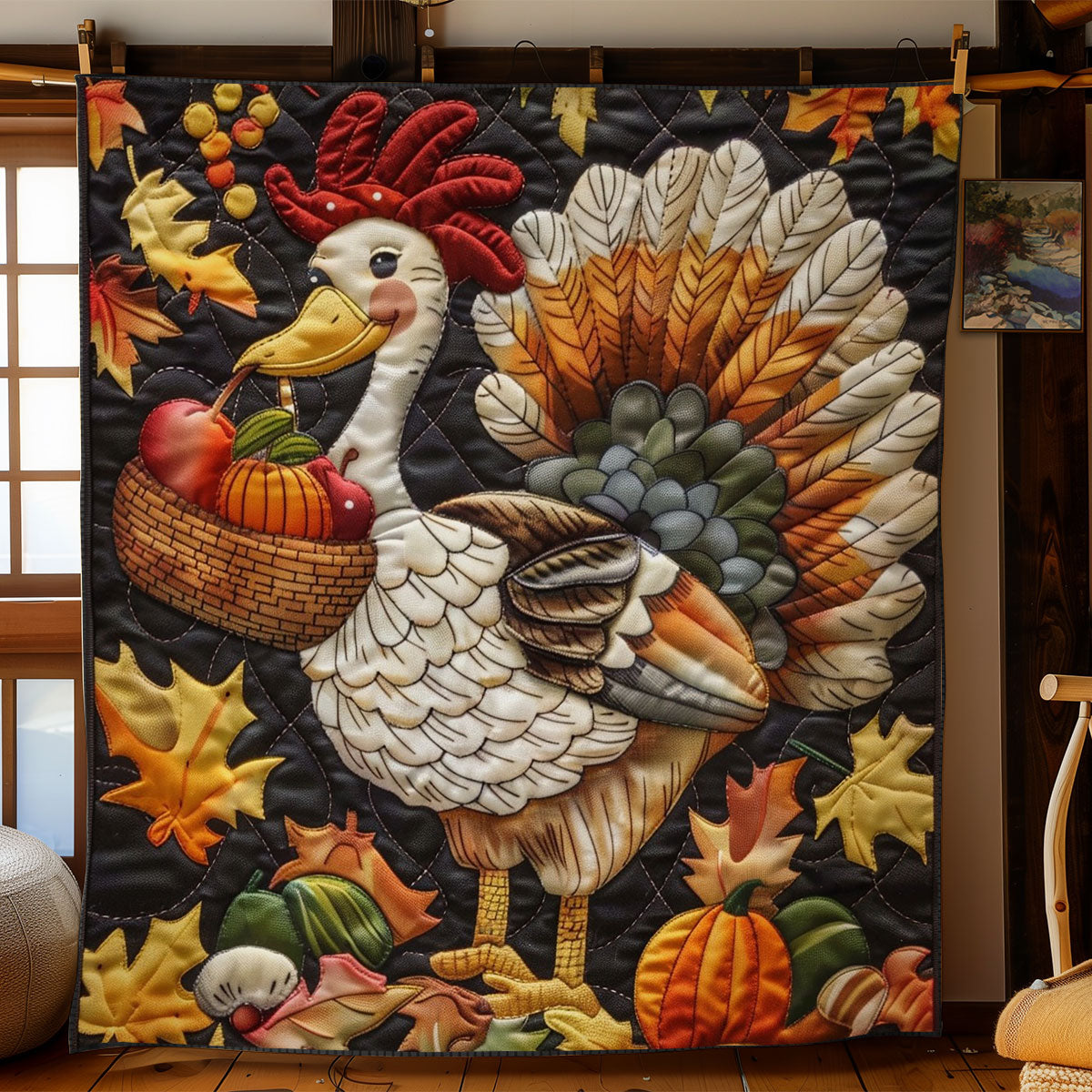 Turkey And Pumpkins WO2908027CL Quilt