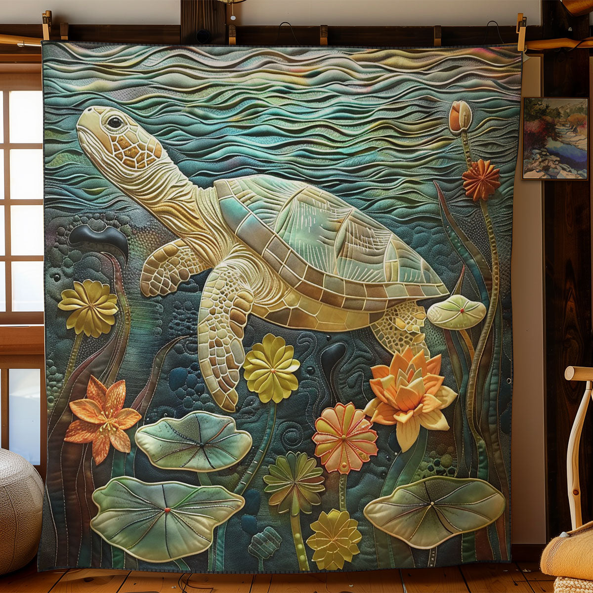 Turtle Swimming WO3008043CL Quilt