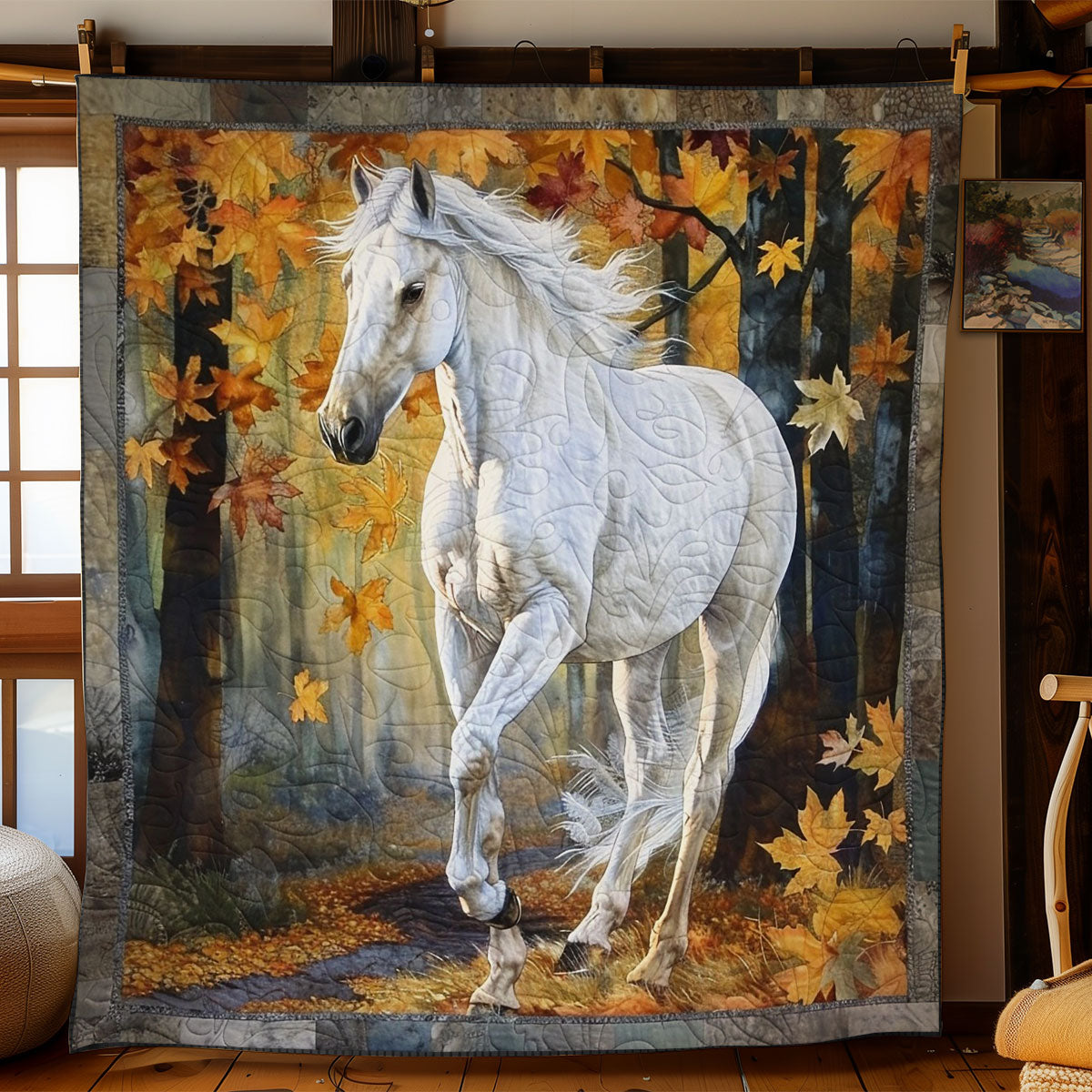 White Horse And Autumn WO2408043CL Quilt