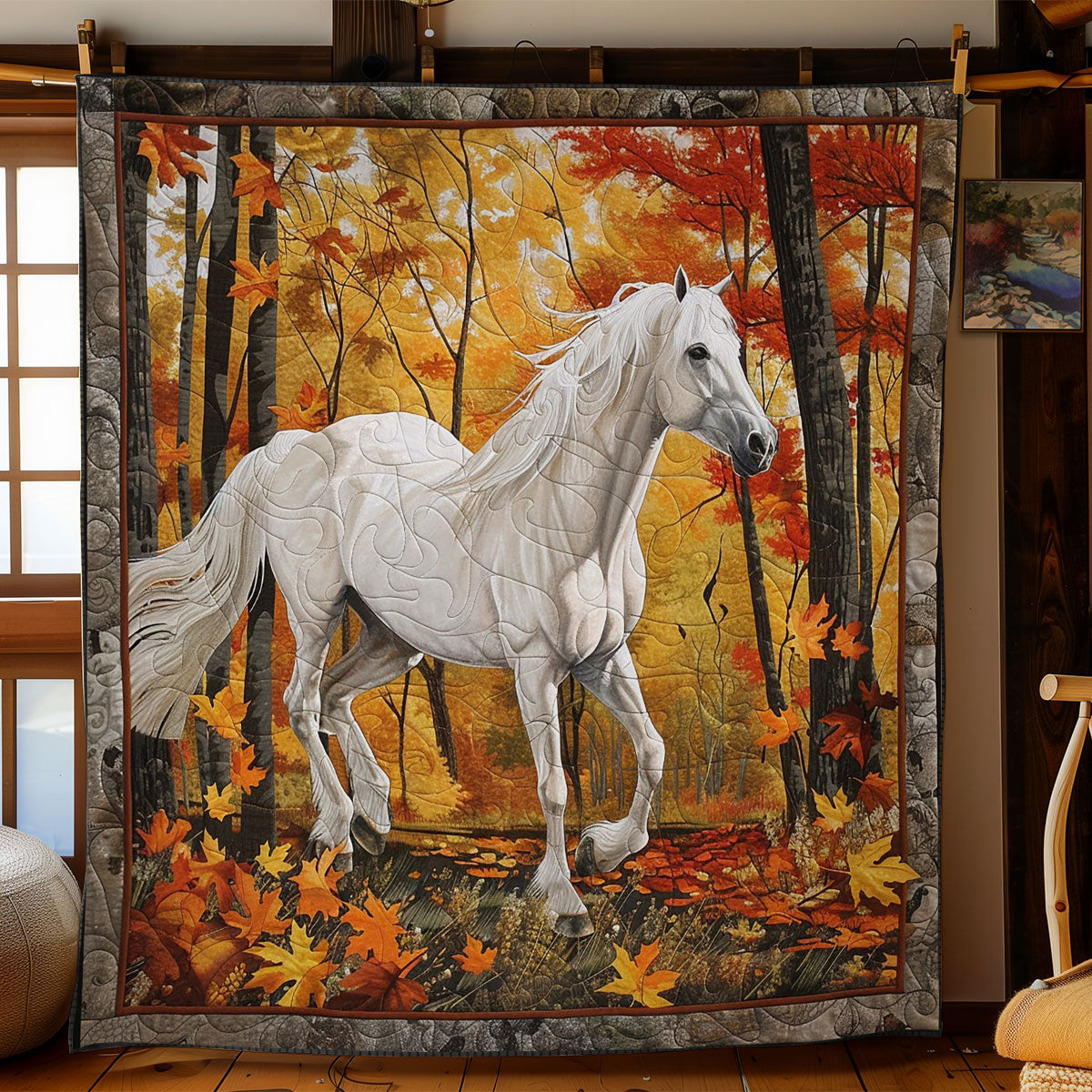 White Horse And Autumn WO2408044CL Quilt