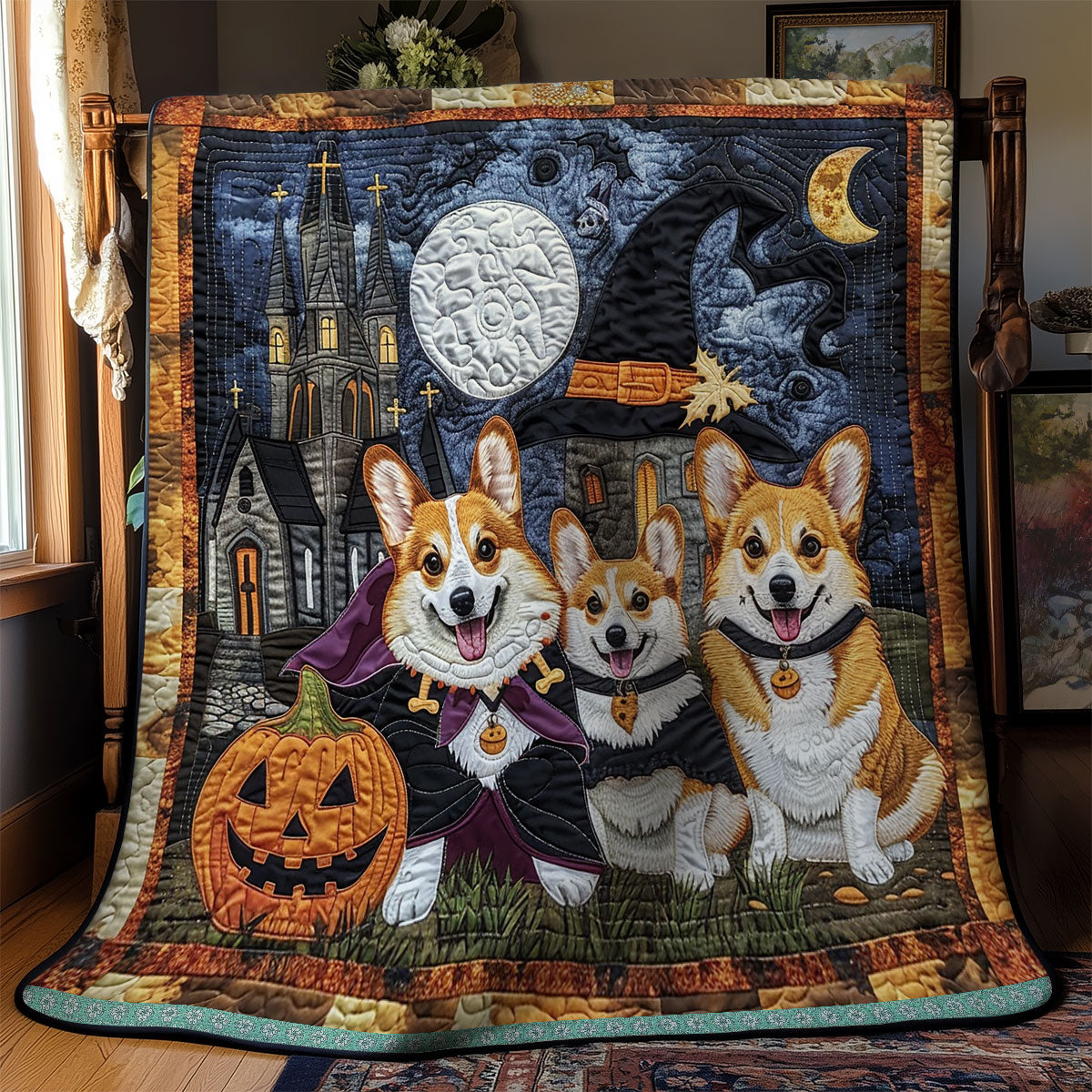 Boo Corgis XR3008018CL Quilt