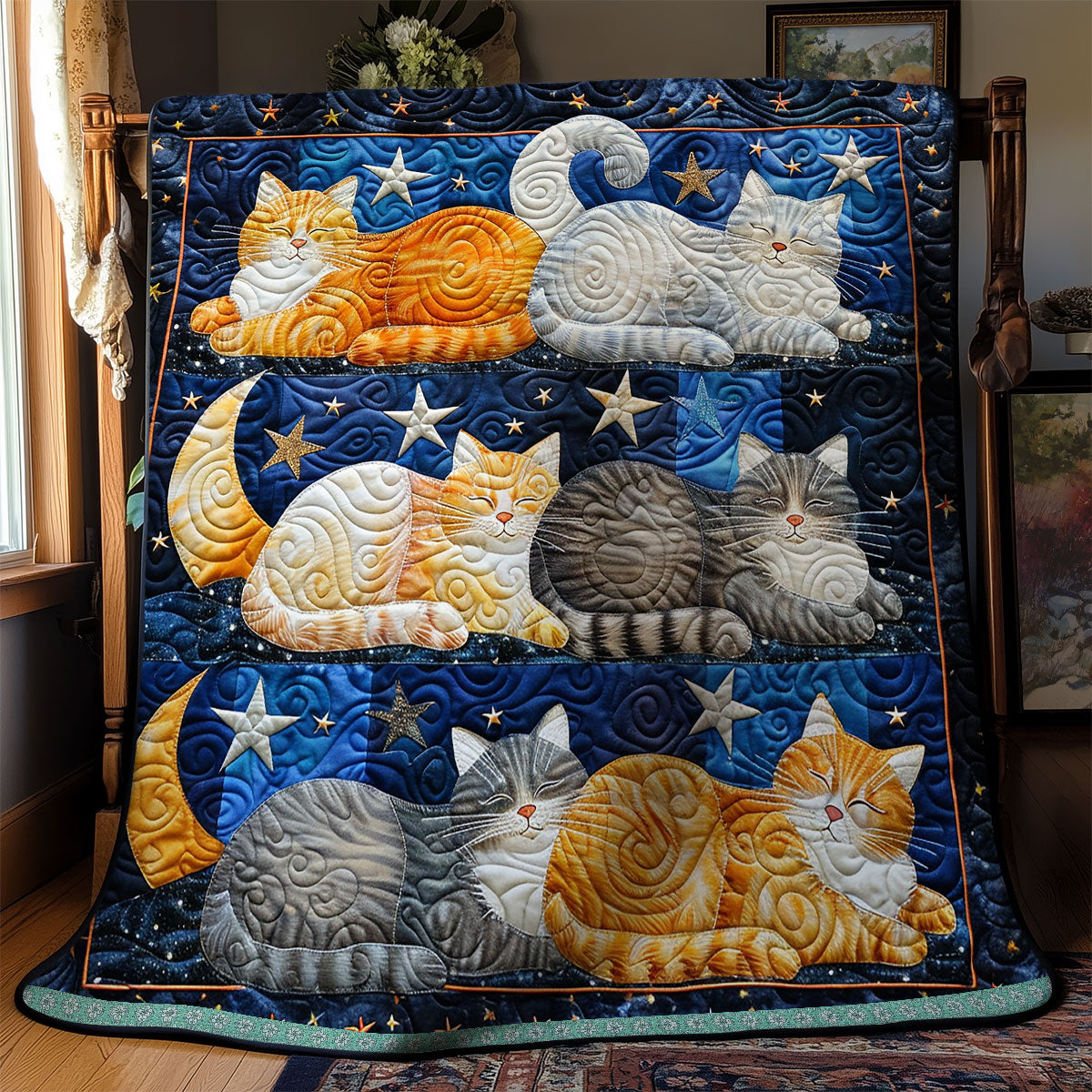 Cats Sleeping In Night Sky WG2808003CL Quilt