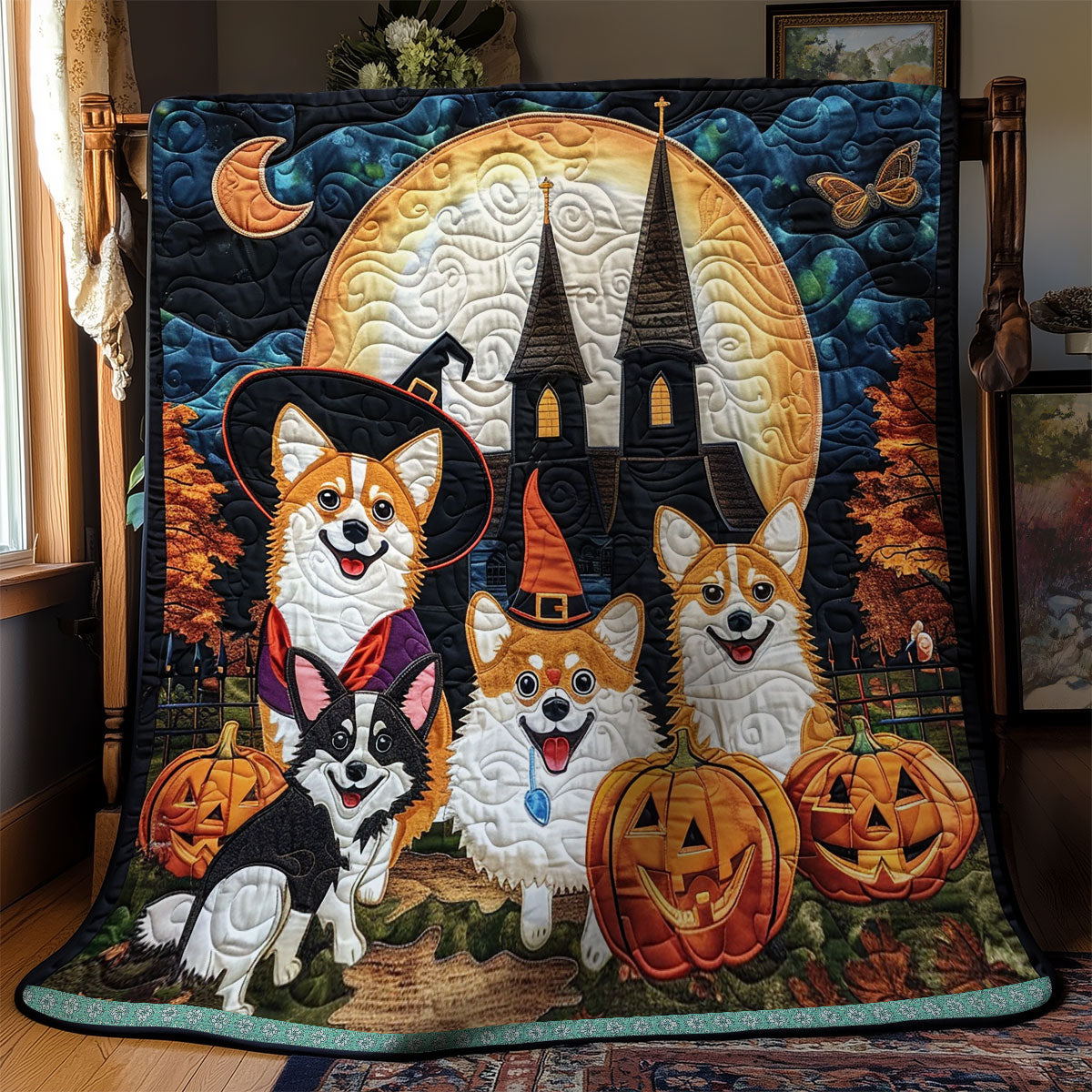 Corgi Witch And Boo XR3008019CL Quilt