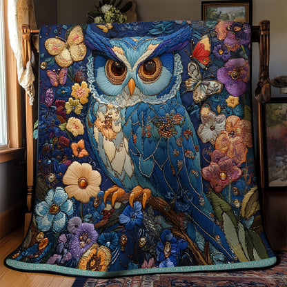 Floral Blue Owl XR1309002CL Quilt