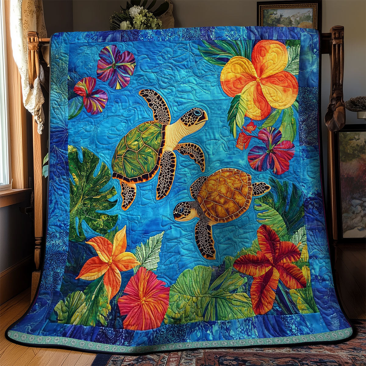 Hibicus Sea Turtles XR1409011CL Quilt