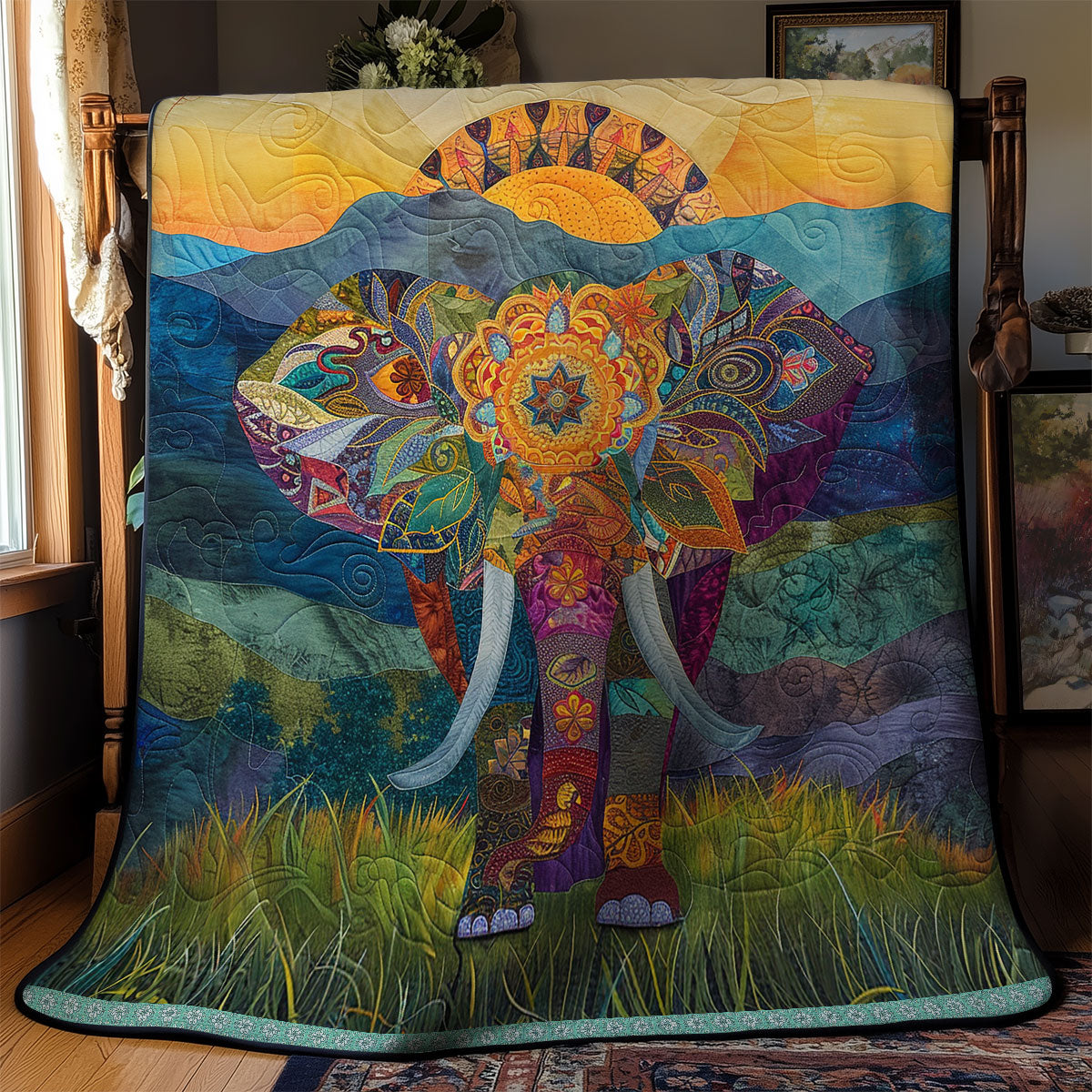 Mandala Elephants XR1009009CL Quilt