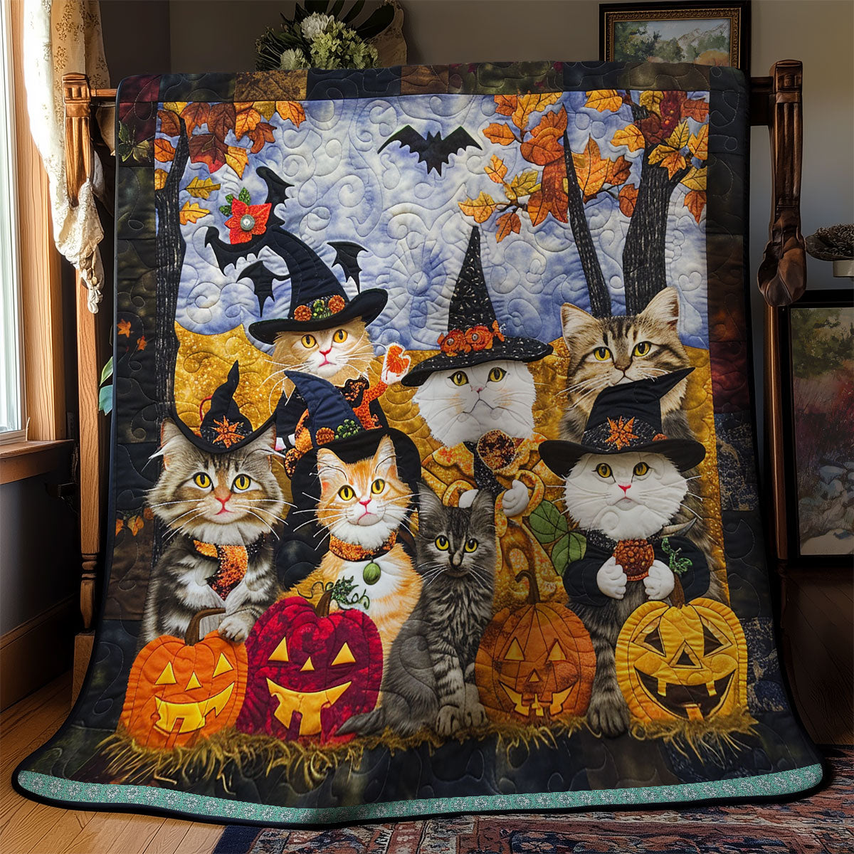 Pumpkin Boo Cat XR0409026CL Quilt