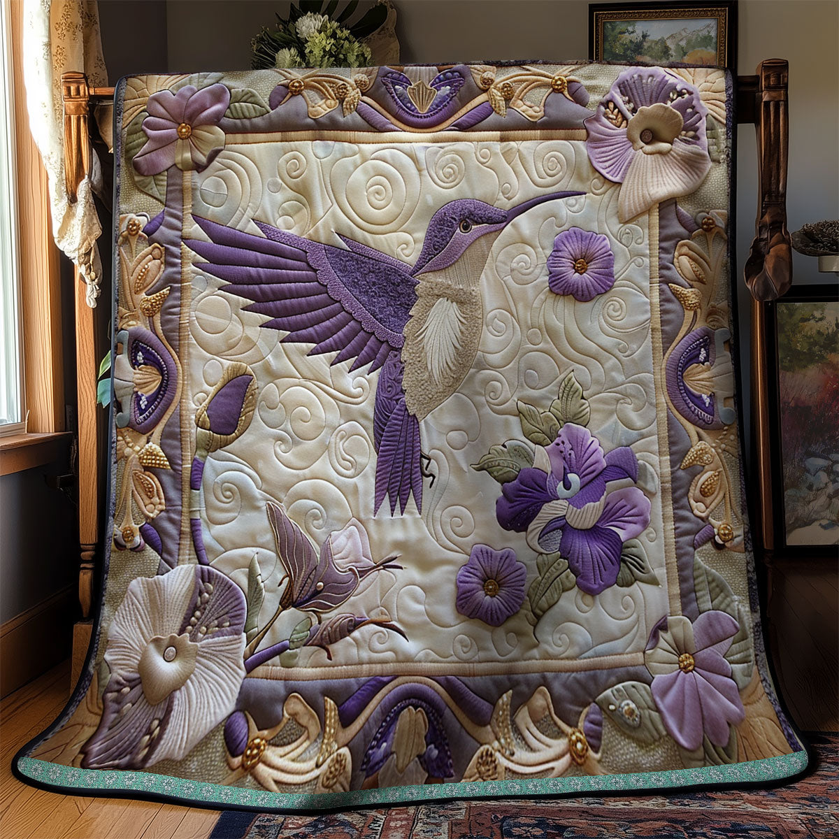 Purple Hummingbird Elegance XR0509002CL Quilt
