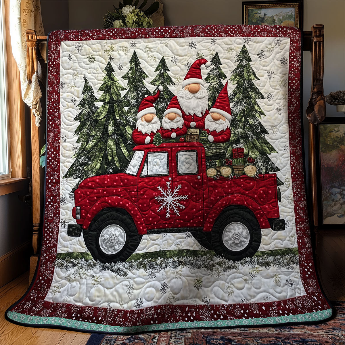 Snow Red Truck XR1009012CL Quilt