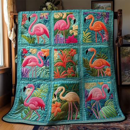 Tropical Pink Flamingos XR1409003CL Quilt