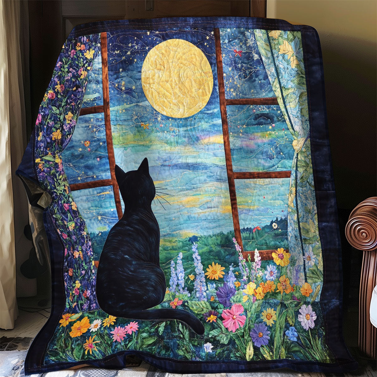 Cat Under The Moonlight WO0508009CL Quilt