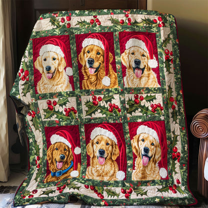 Christmas With Golden Retrievers WO0908025CL Quilt