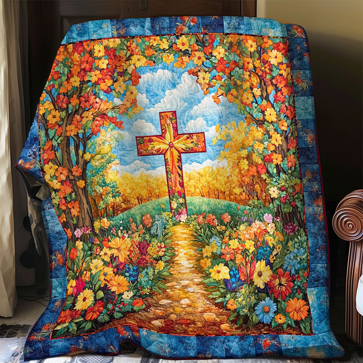 Cross And Flowers WO0208047CL Quilt