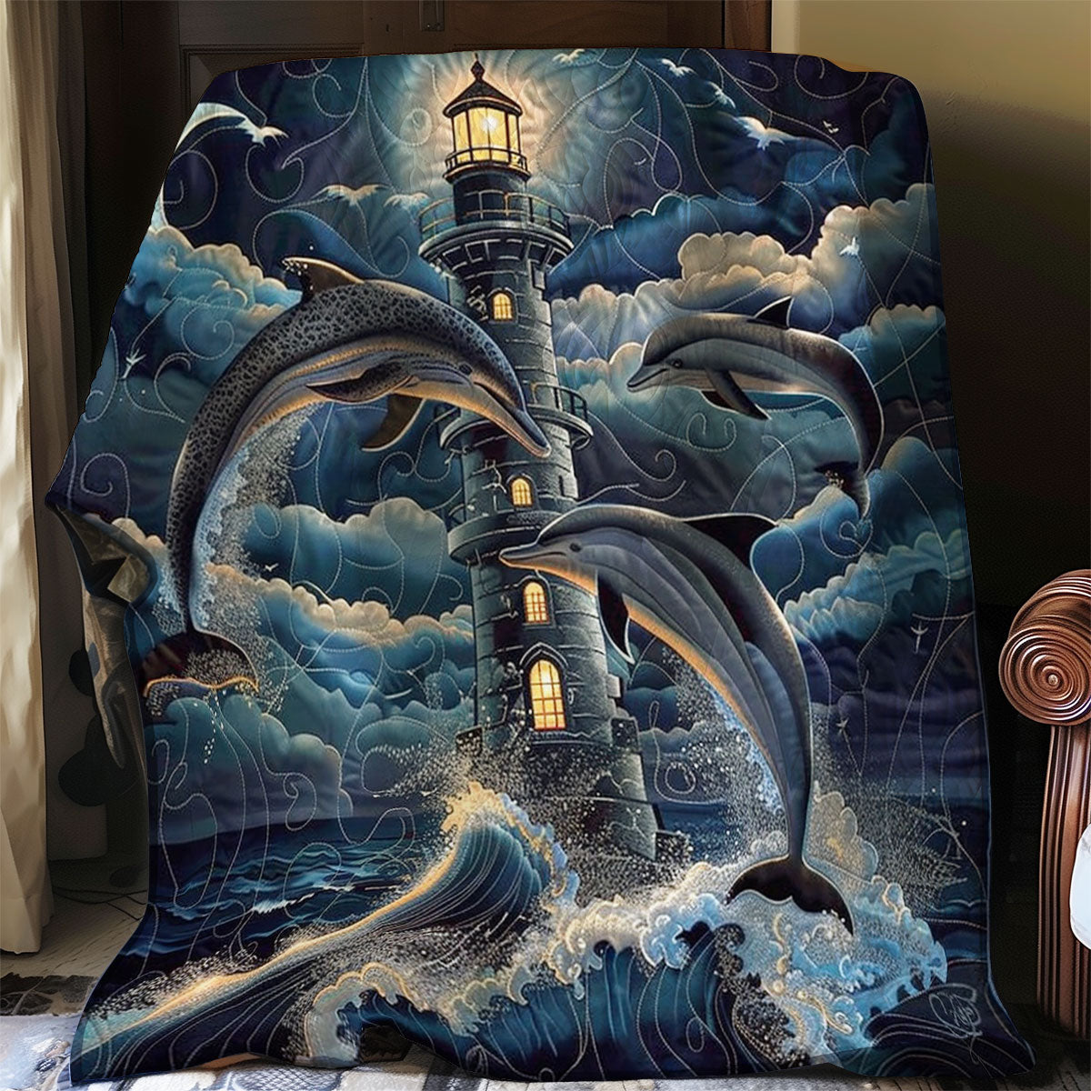 Dolphins And Lighthouses WO1008016CL Quilt