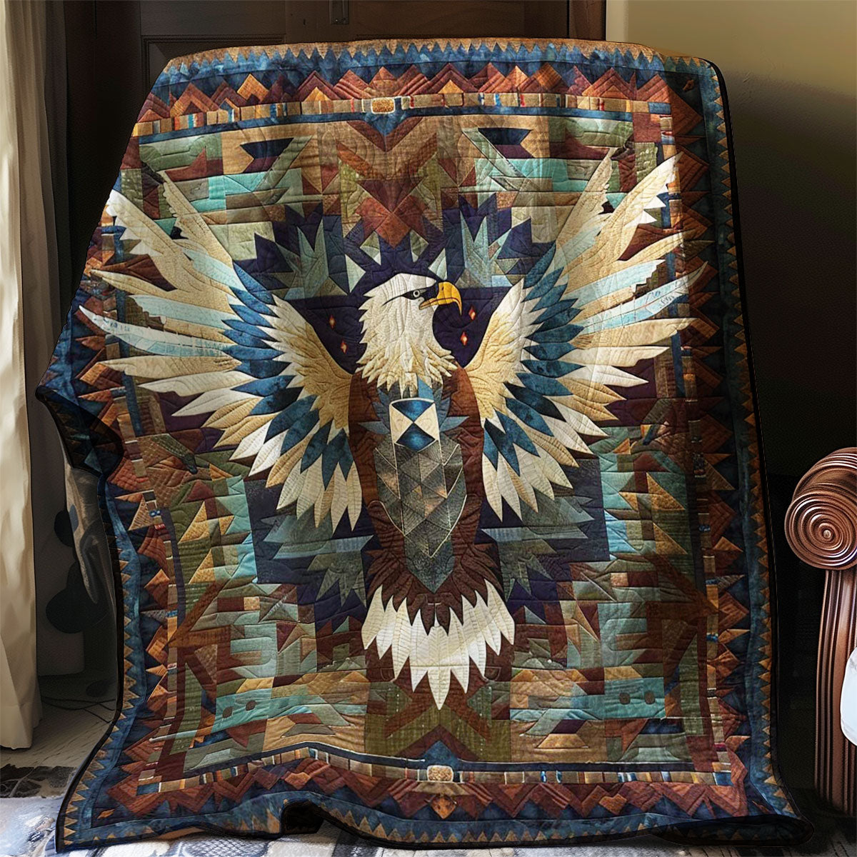 Eagle Aztec Pattern Print Quilt