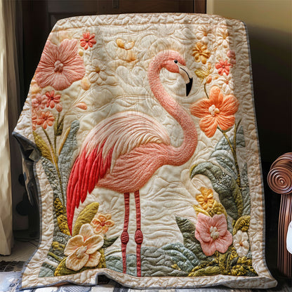 Flamingo With Flowers WO0608040CL Quilt