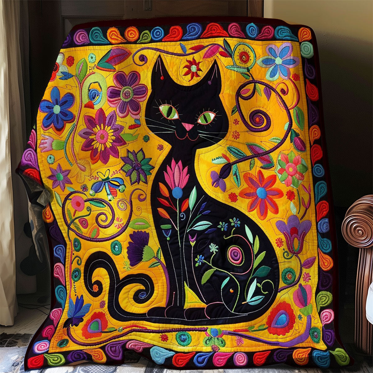 Floral Cat WO1008022CL Quilt