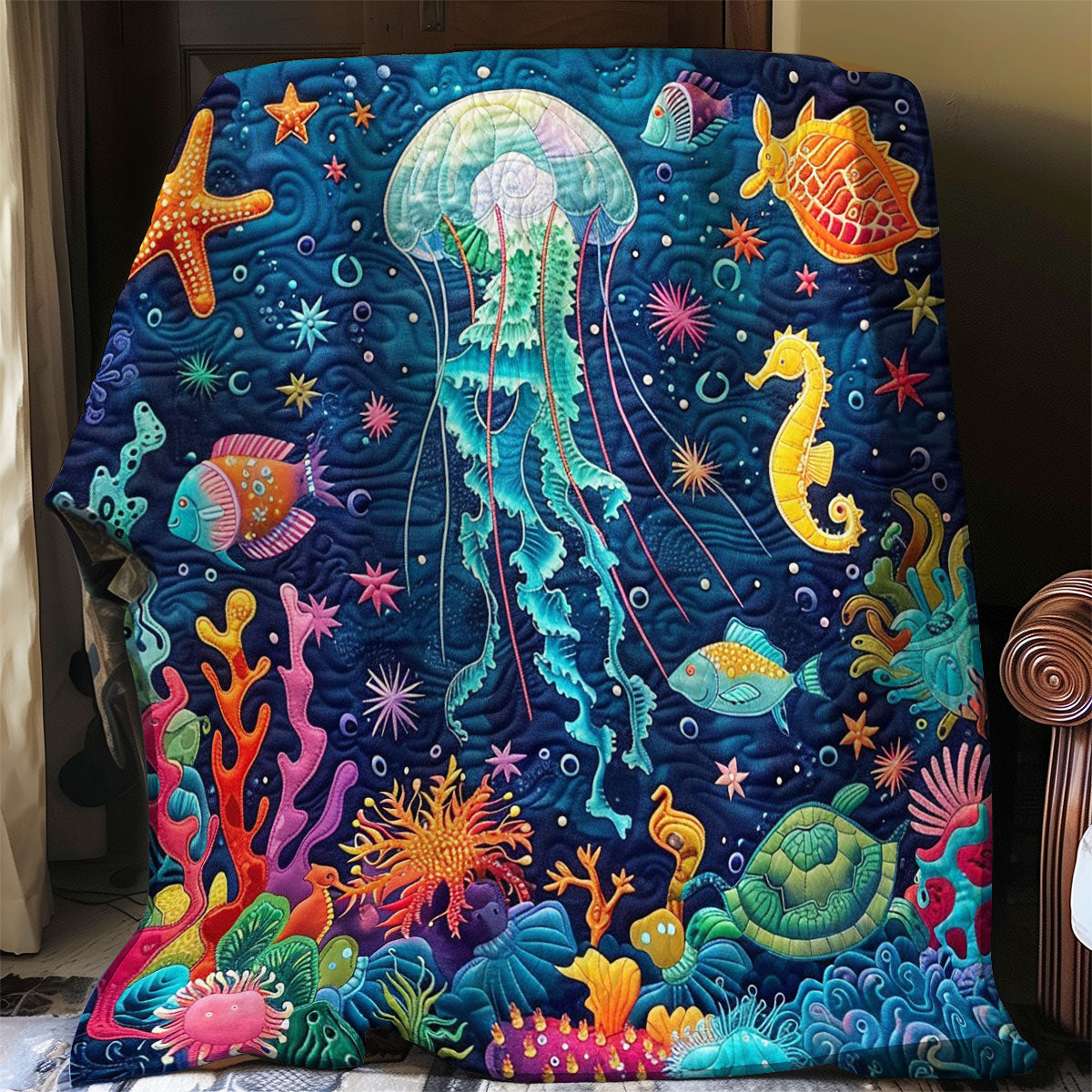 Jellyfish And Ocean Ecosystem WO100808CL Quilt