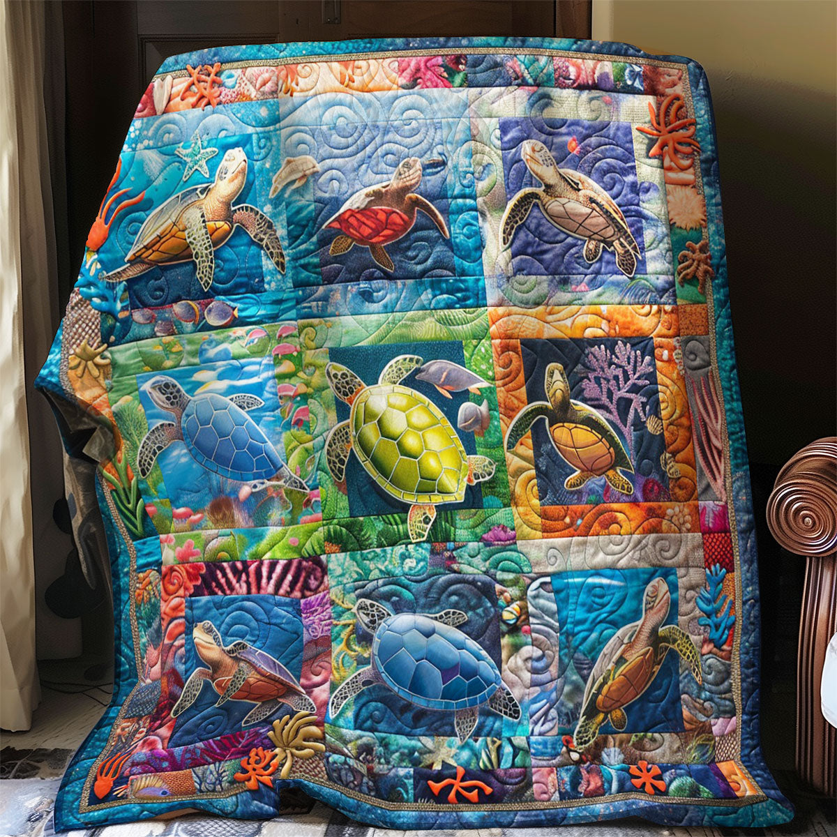 Turtles Ocean Colorful WO1008031CL Quilt