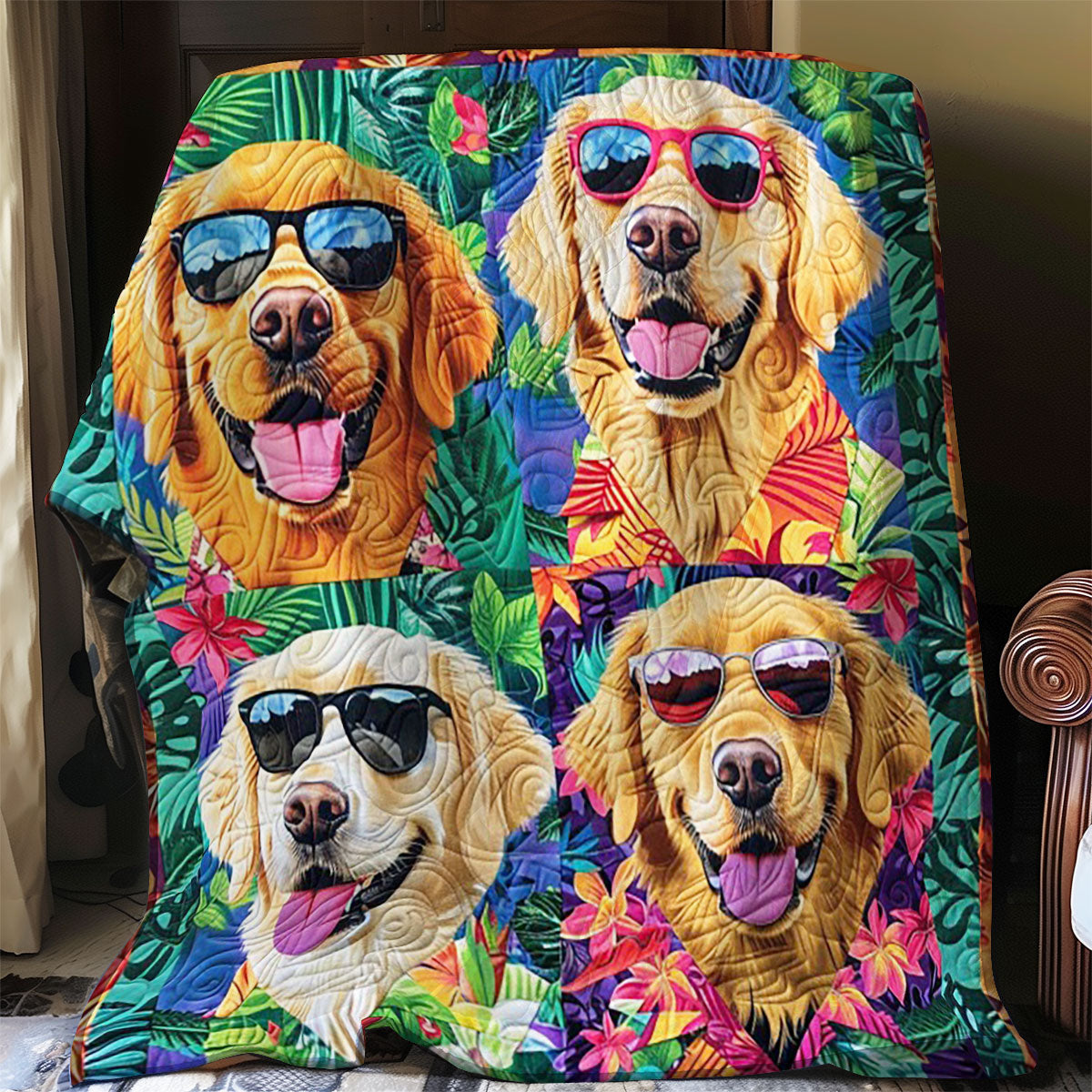 Vacation With Golden Retrievers WO0908005CL Quilt